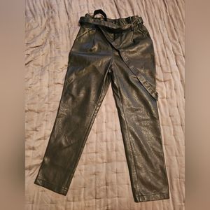 Lucy Paris Faux Leather Paperbag Cropped Pant